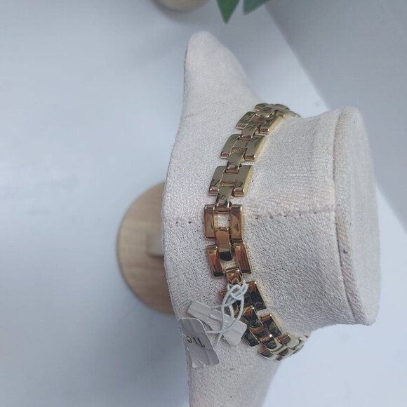 NWT Chunky Gold Tone Square H link choker Necklace 16" X 3/8"  1978 Vintage - Picture 5 of 7